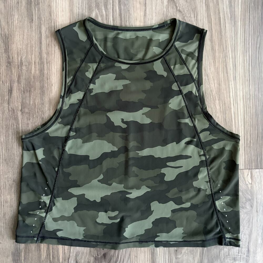 Lululemon Sculpt Cropped Tank Top Heritage 365 Camo Cutout Women's Size XS 4